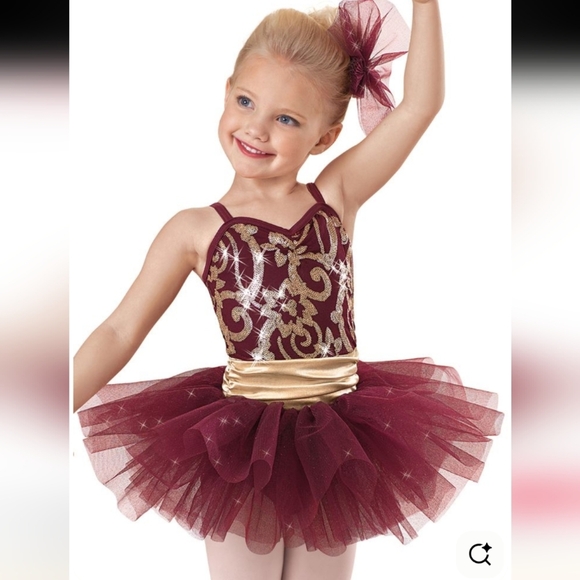 Weissman Burgundy & Gold Dance Costume - Picture 2 of 5